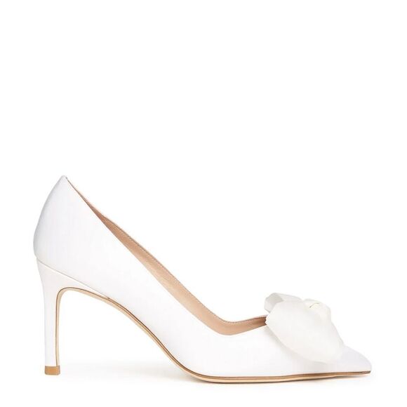Revolve Stuart Weitzman White Anny Bow-detailed Pumps - Picture 2 of 12